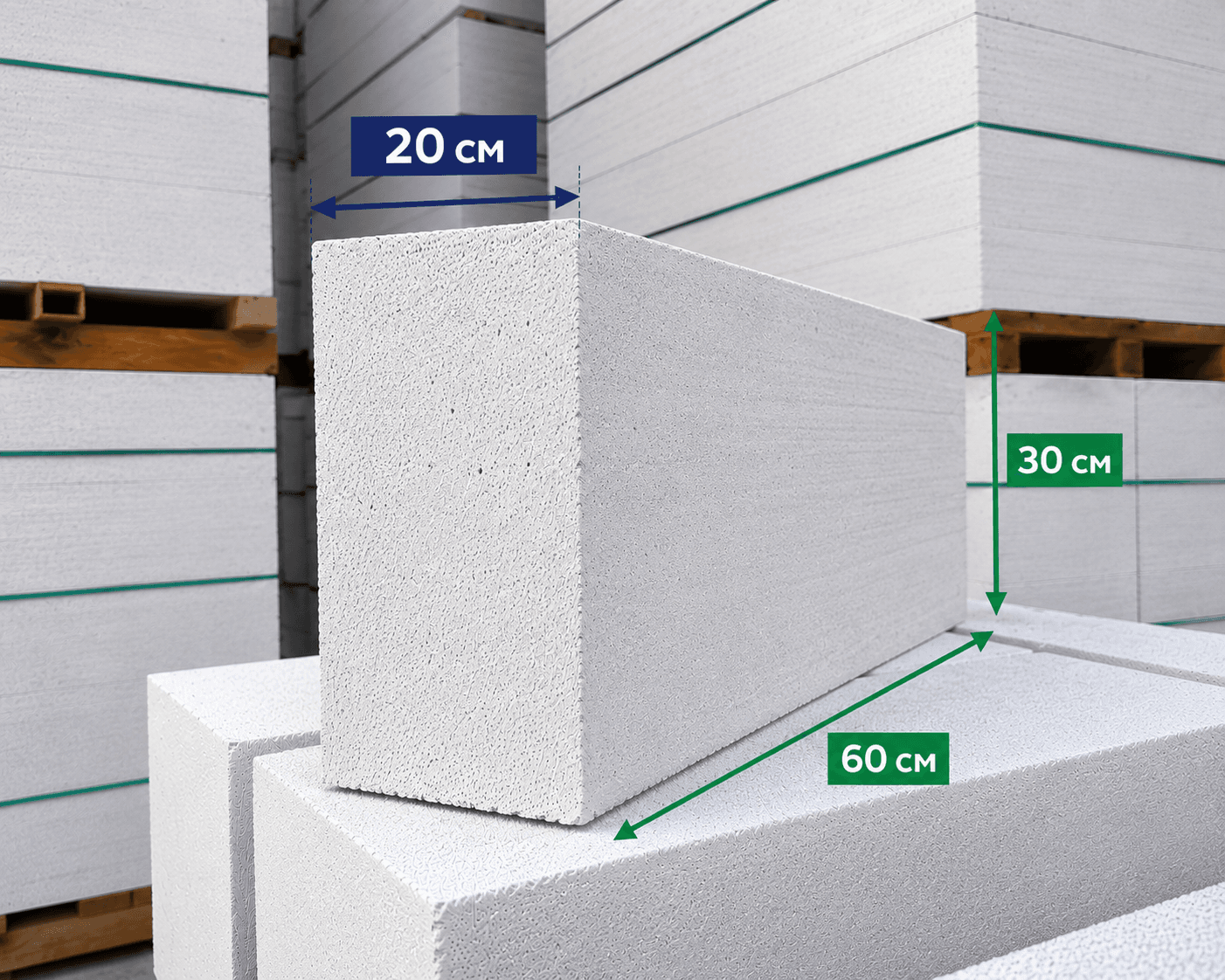 D650 газобетонный блок 60 × 20 × 20 см — Gayur Ecoblock Таджикистан